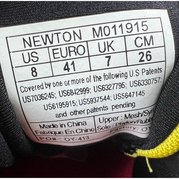 Newton Kismet Mens Sneakers Size 8 Yellow Red Mesh Running Shoes MO11915 - Picture 9 of 11